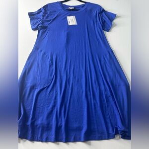 NWT LuLaRoe Medium Celia Royal Blue Casual Shirt Dress